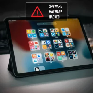 ipad tablet being analyzed for spyware malware and hacking