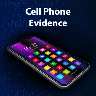 Cell phone on data background, symbolizing cell phone evidence. Forensic data collection from mobile devices