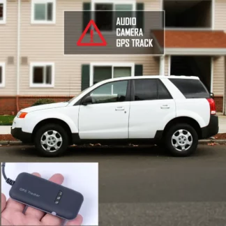white compact suv and gps tracker