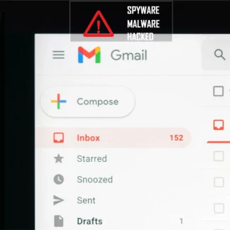 email account being analyzed for spyware malware and hacking
