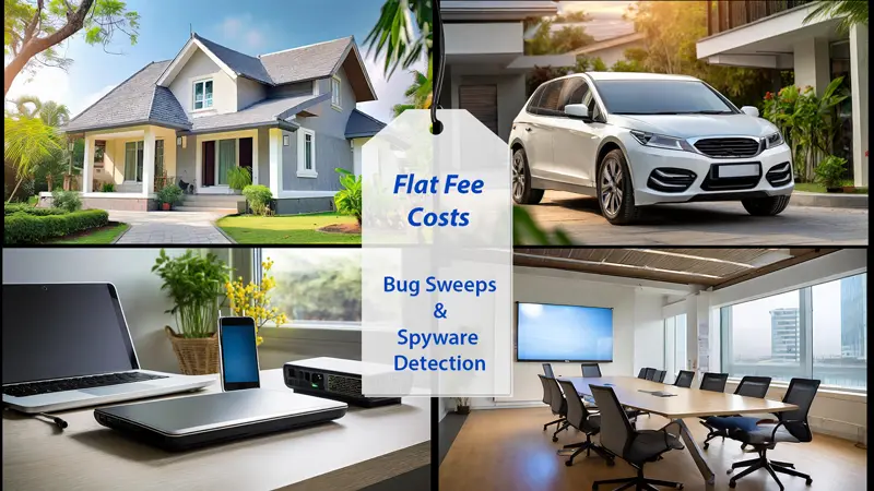 Flat Fee Services, Bug Sweeps & Spyware Detection for home, car, mobile phone, laptop, Wi-Fi router, and corporate conference rooms.